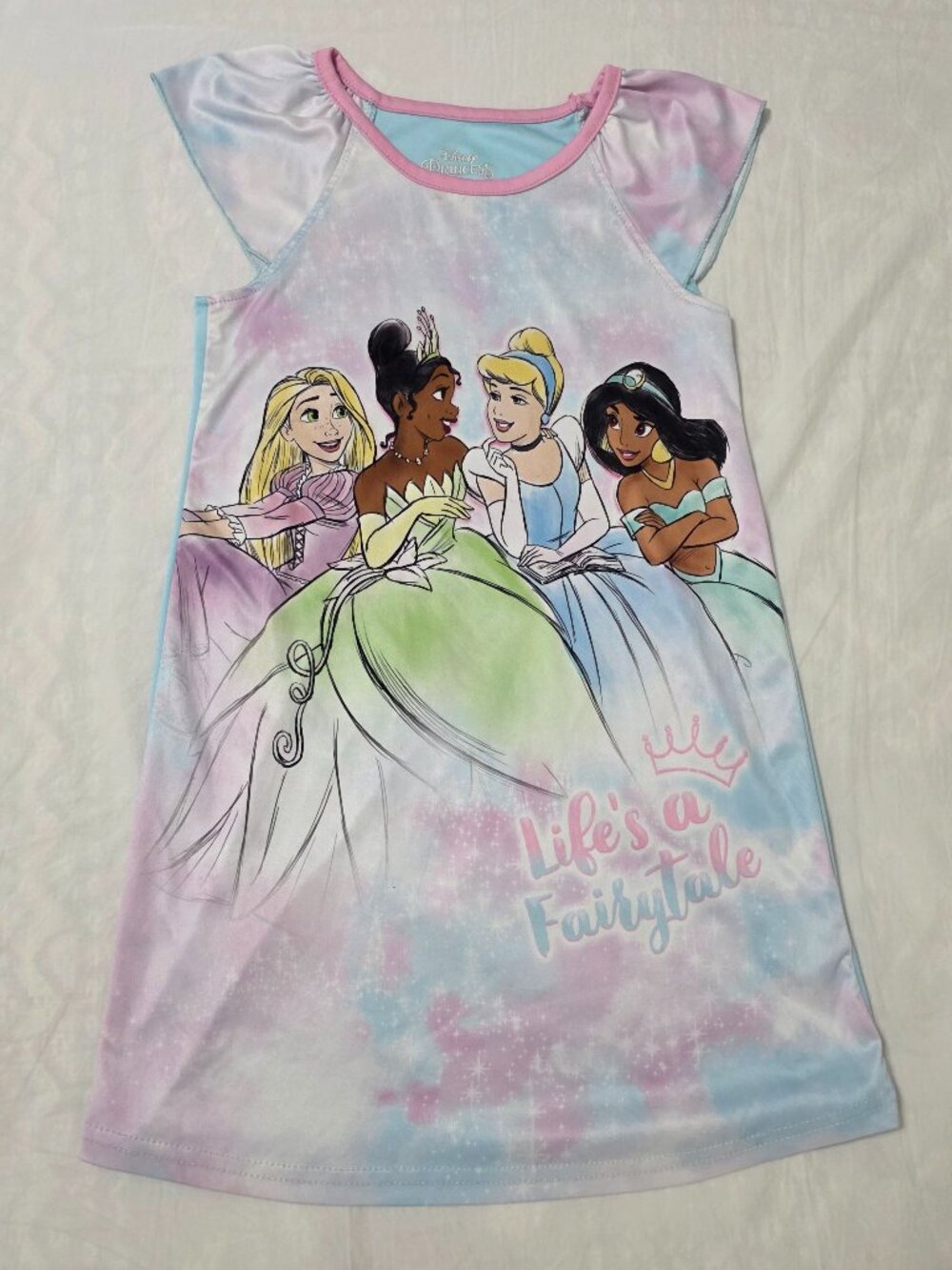 Disney Princess Girls Nightgown Size 6 6X Pastel Cinderella Rapunzel Jasmine Tia